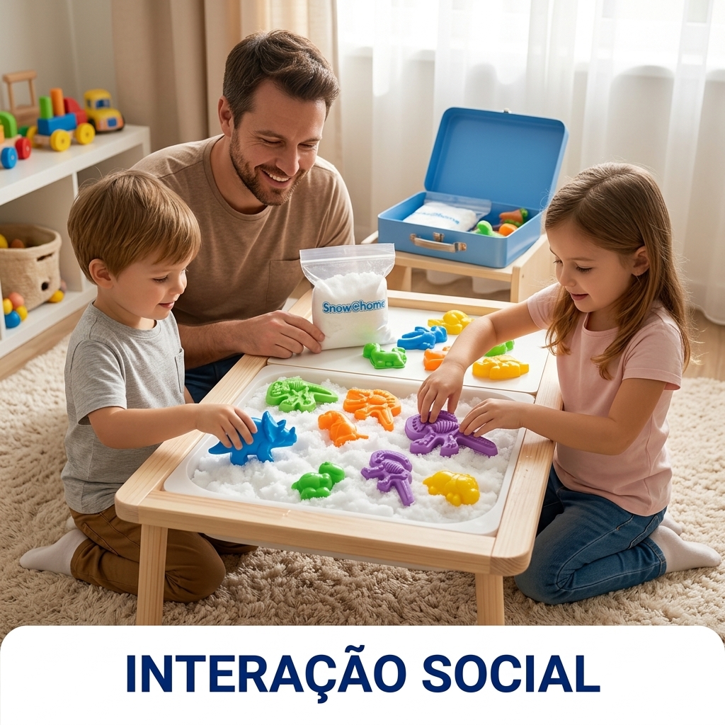 Família brincando junto com neve Snow@Home — interação social