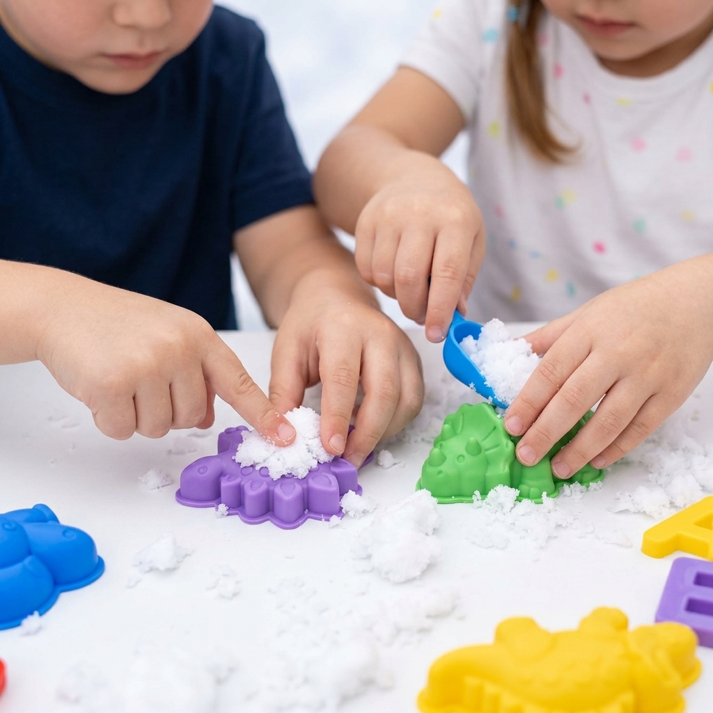 Caixa Snow@Home Dinosaurs com neve e moldes de dinossauros