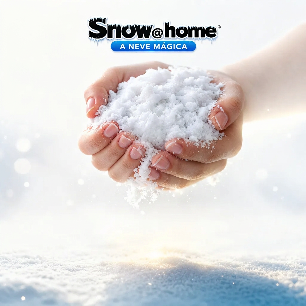Neve artificial Snow@Home pronta para brincar